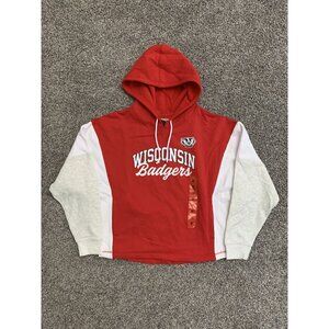 NWT Wisconsin Badgers Hoody Womens Sz M Red Tailgate NCAA Colorblock Sweatshirt